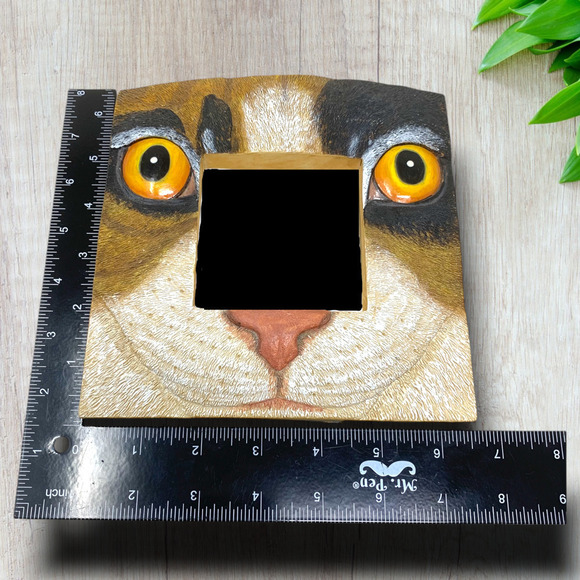 Vintage Y2K Calico Cat Face Resin Dimensional Picture Frame 7" x 7" Table Shelf - Picture 3 of 3